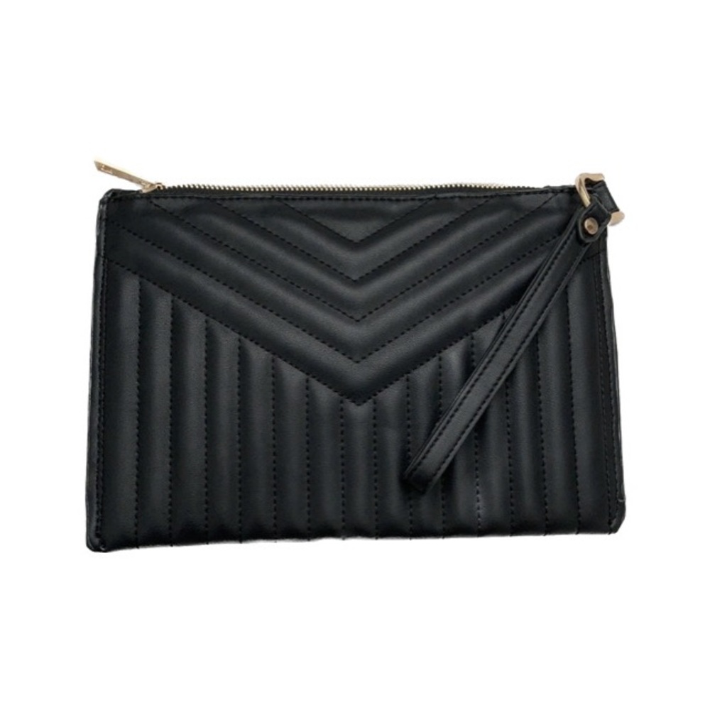 Black leather clutch